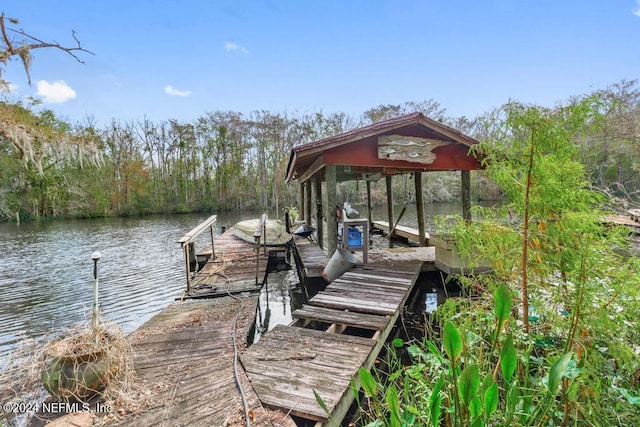 view of dock featuring a water view