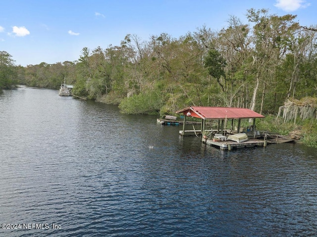 view of dock featuring a water view