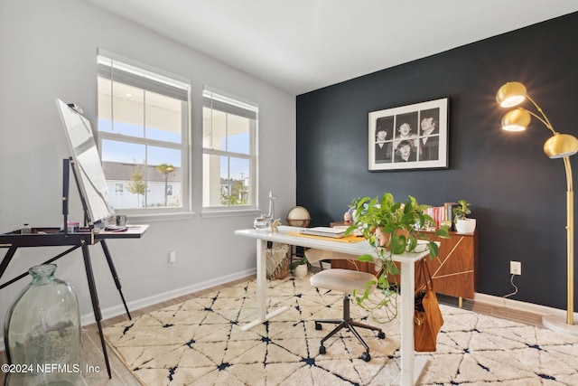 home office featuring wood-type flooring