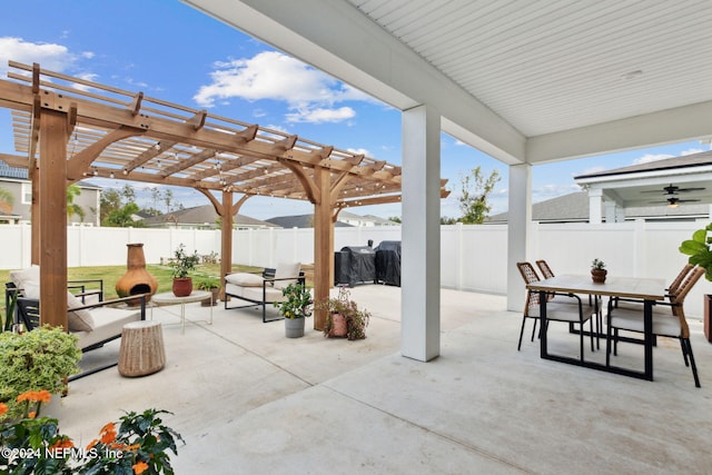 view of patio / terrace featuring a pergola