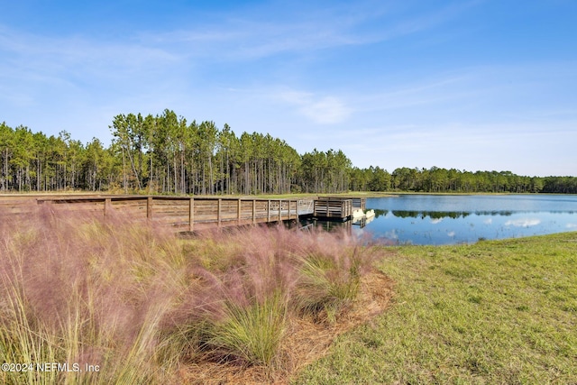 dock area featuring a water view