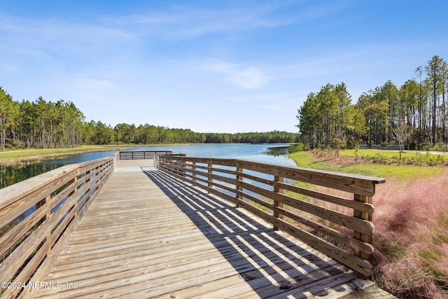 view of dock featuring a water view