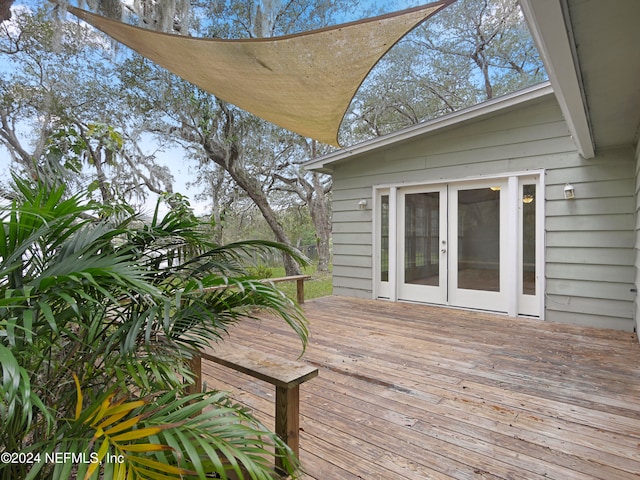 wooden terrace with french doors