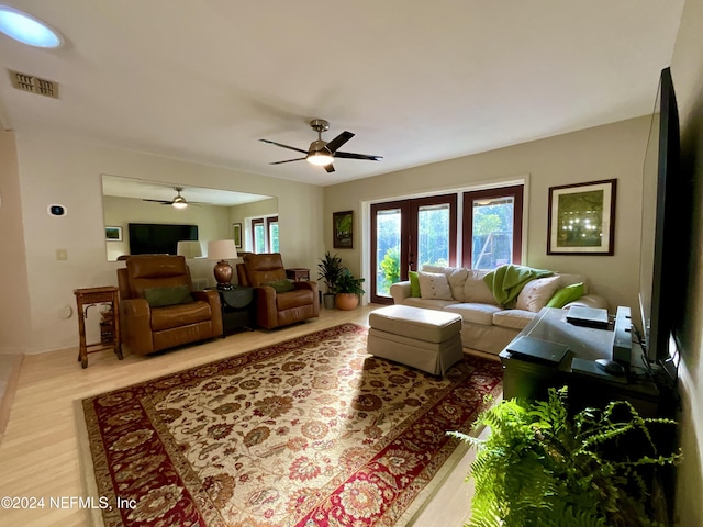 living room with wood-type flooring