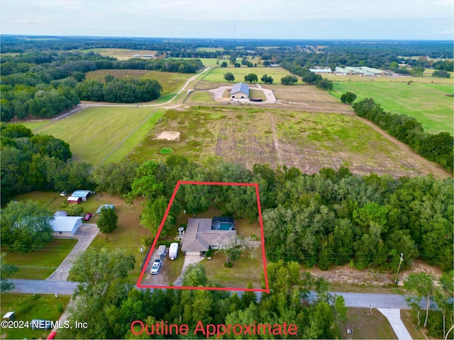 drone / aerial view featuring a rural view