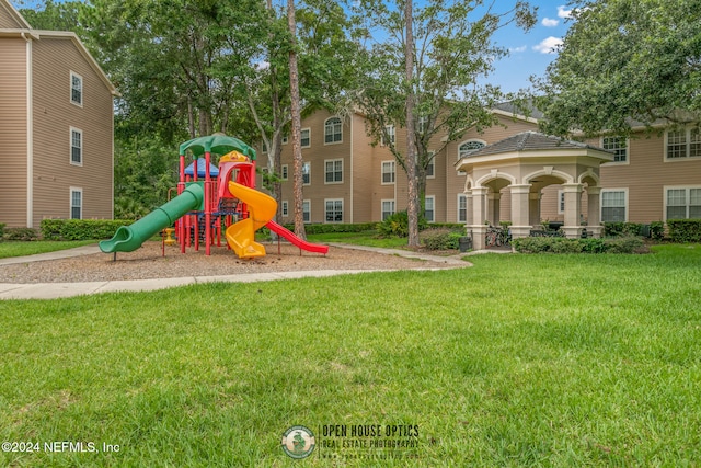 view of play area featuring a yard