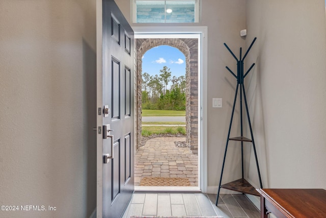 entryway featuring light wood-type flooring