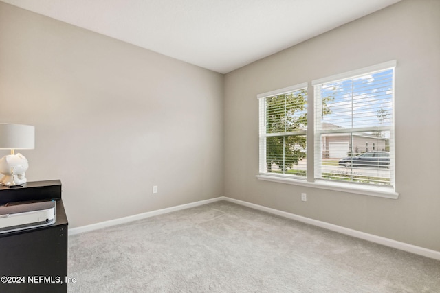 unfurnished room with light carpet