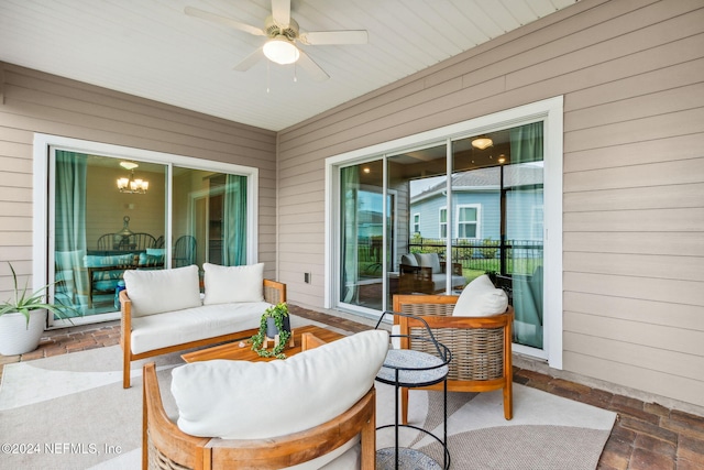 view of patio with ceiling fan