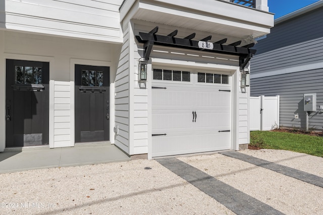 view of garage