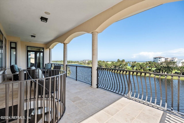 balcony with a water view