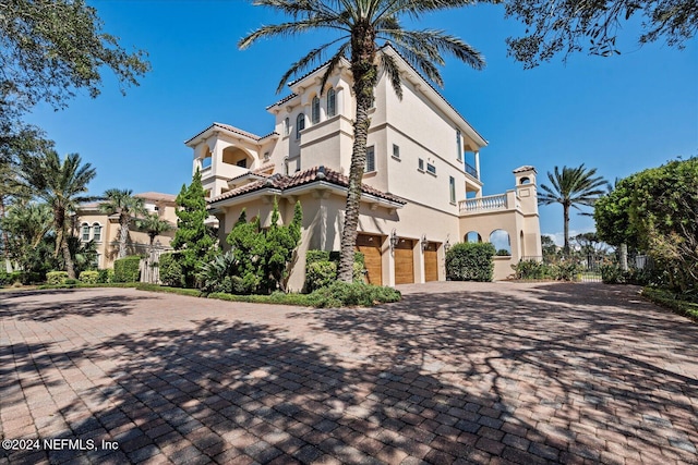 exterior space featuring a garage