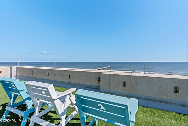 property view of water featuring a beach view