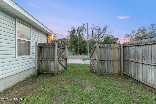 view of yard at dusk