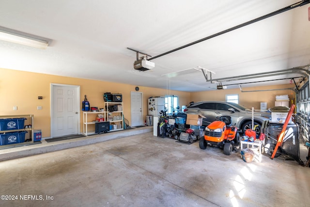 garage with a garage door opener