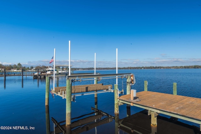 view of dock featuring a water view