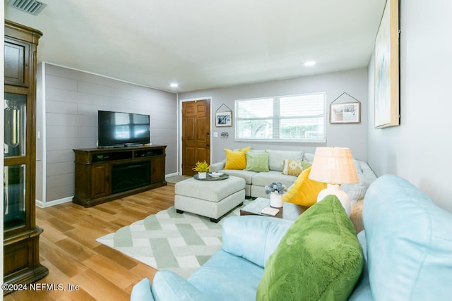 living room featuring light hardwood / wood-style flooring