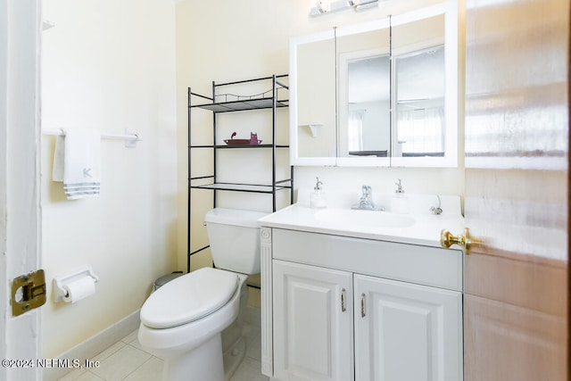 bathroom with tile patterned floors, vanity, and toilet