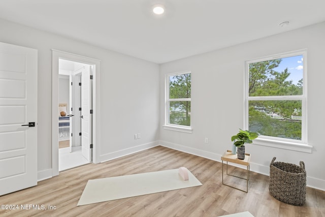 interior space with light hardwood / wood-style flooring