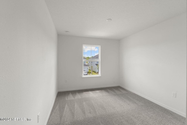 spare room with carpet flooring and a textured ceiling