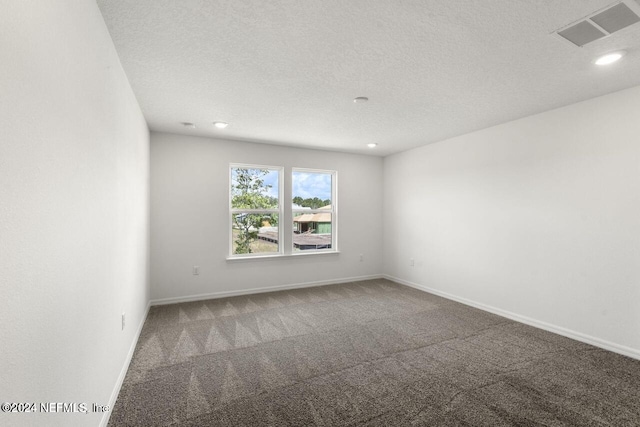 carpeted spare room featuring a textured ceiling