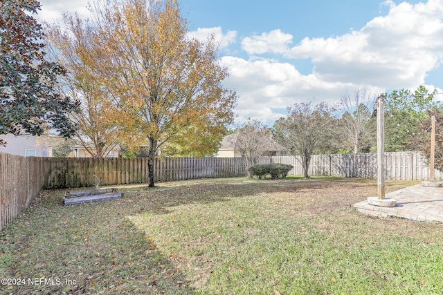 view of yard featuring a fenced backyard and a patio area