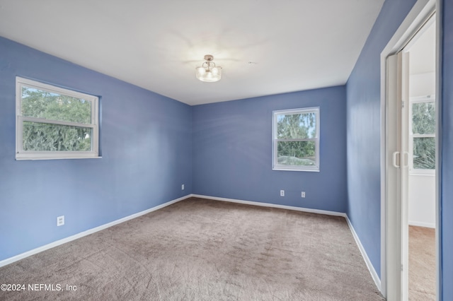 carpeted spare room featuring plenty of natural light