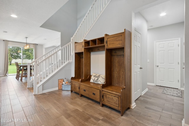 mudroom featuring light wood-type flooring