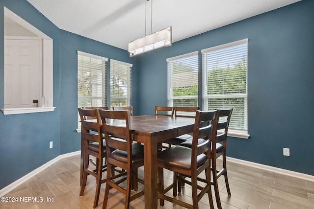 dining room with light hardwood / wood-style floors