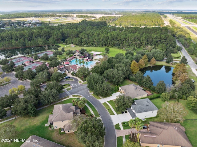 bird's eye view featuring a water view