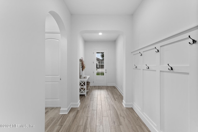 mudroom featuring light wood-type flooring