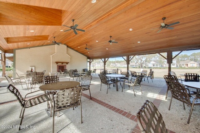 view of patio / terrace featuring ceiling fan