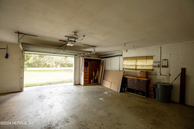 garage with a garage door opener