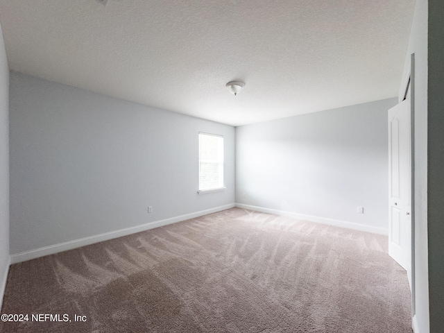 spare room with carpet flooring and a textured ceiling