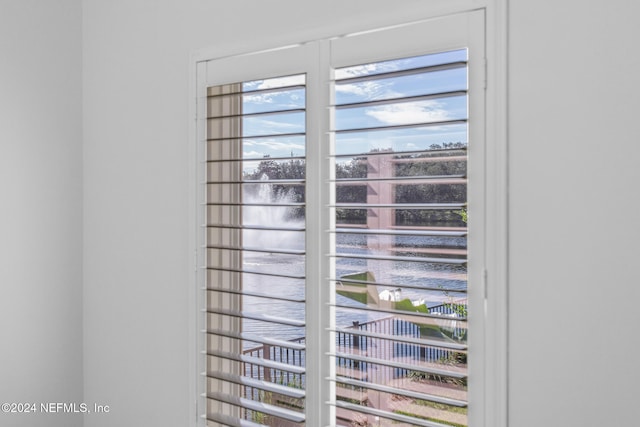 room details featuring a water view