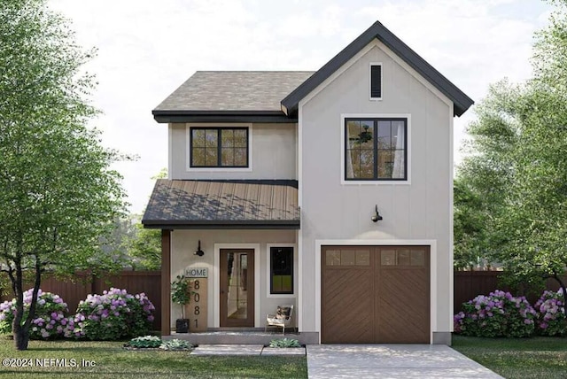 view of front of house with a garage