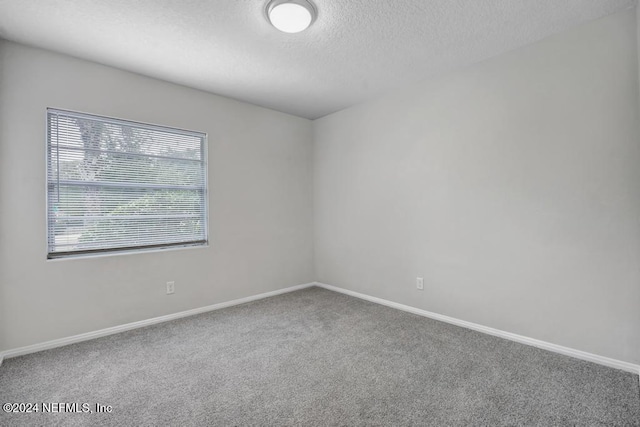 carpeted empty room with a textured ceiling