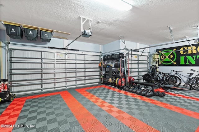 garage with a garage door opener