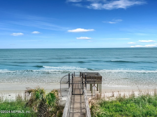 view of water feature featuring a beach view