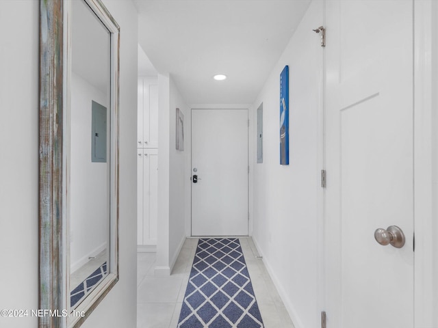 hallway featuring electric panel