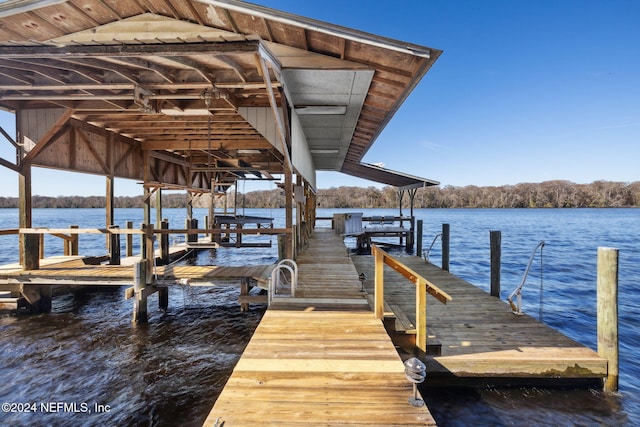 dock area featuring a water view