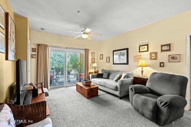 605 Fairway Dr Unit 205, Saint Augustine, FL 32084 - carpeted living area with ceiling fan