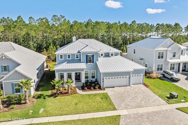 view of front of property with a front lawn