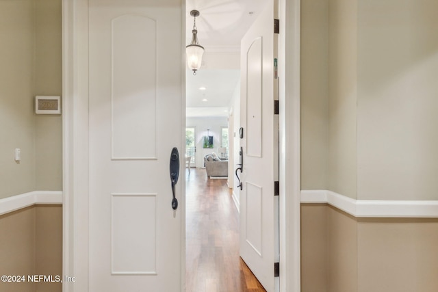 hall featuring hardwood / wood-style flooring