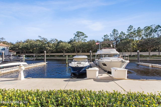 dock area featuring a water view