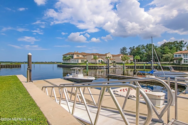 view of dock featuring a water view