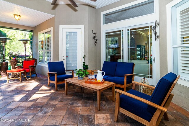 1854 W Cobblestone Ln, Saint Augustine, FL 32092 - view of patio / terrace with outdoor lounge area and ceiling fan