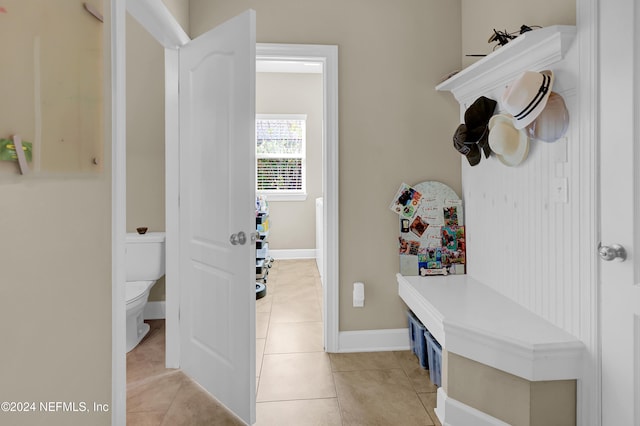 mudroom featuring light tile patterned floors