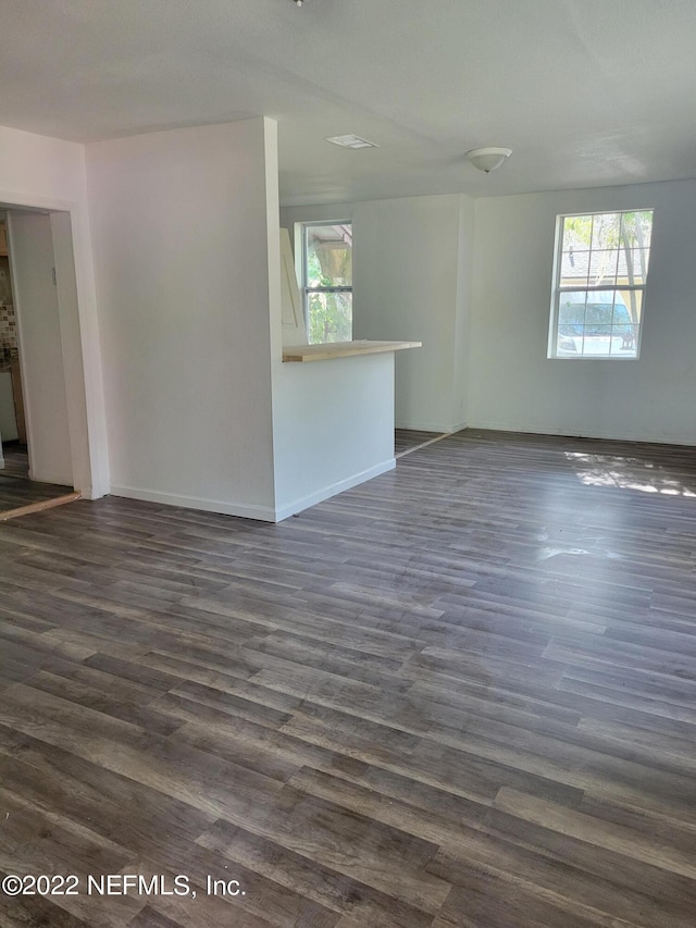 unfurnished room featuring dark wood-type flooring