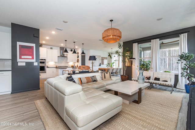 living room featuring light hardwood / wood-style flooring